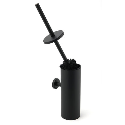 Matt Black Stainless Steel Round Toilet Brush Wall Holder Cup Bathroom Accessary - Image 3