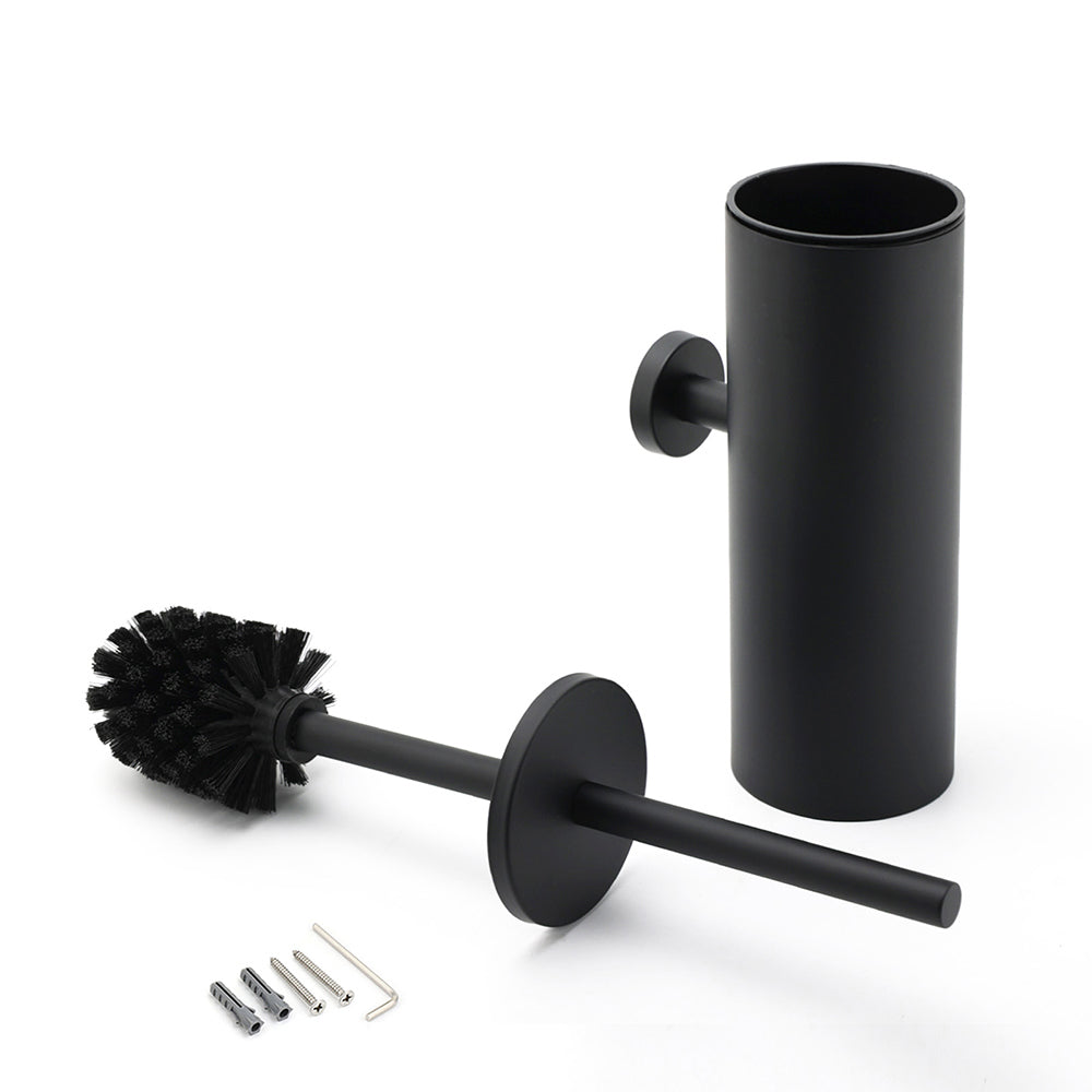 Matt Black Stainless Steel Round Toilet Brush Wall Holder Cup Bathroom Accessary - Image 4