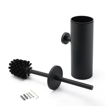 Matt Black Stainless Steel Round Toilet Brush Wall Holder Cup Bathroom Accessary - Image 4