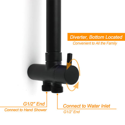Matt Black Dual Round Shower Set 10" Rain Head 3 Mode Handheld Sliding Rail Arm Diverter - Image 4