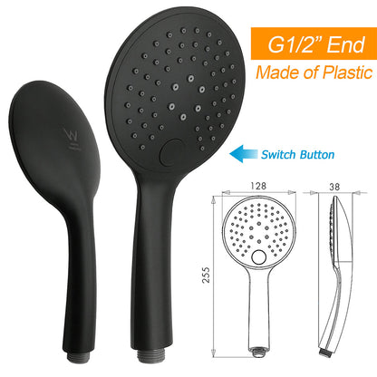 WELS Matt Black 9" Round Rain Shower Head Handheld Adjustable Rail Arm Elbow 2in1 Set - Image 8