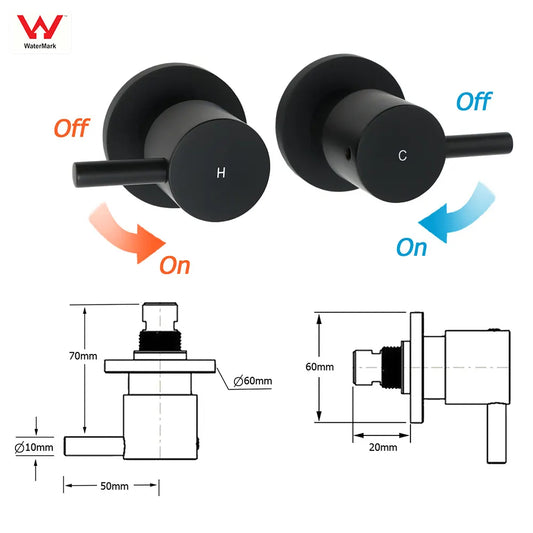 Matt Black 9" Round Rain Shower Head Handheld Adjustable Rail Arm Elbow Twin Set Hot Cold Taps - Image 8