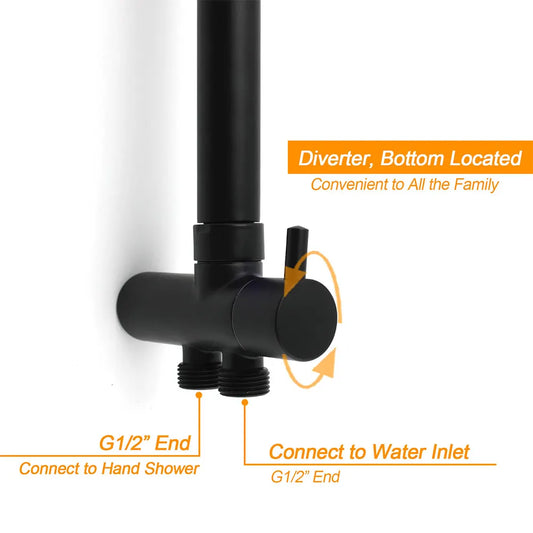 Matt Black 2in1 Set 8" Square Thin Shower Head Handheld Adjustable Silding Rail Twin Taps - Image 5