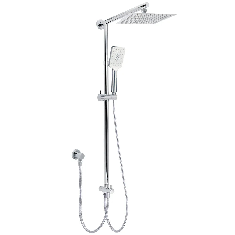 Chrome Square 8" Rain Shower Head 3 Mode Handheld Sliding Rail Arm 2 IN 1 Set Diverter