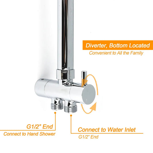 Square 8" Rain Shower Head 3 Mode Handheld Sliding Rail Arm 2 IN 1 Set Twin Taps - Image 5