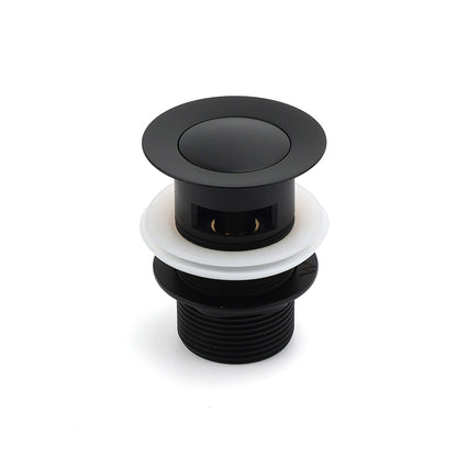 Matt Black Brass 32mm Push Pop Up Waste Plug Overflow Basin Sink Drain Outlet