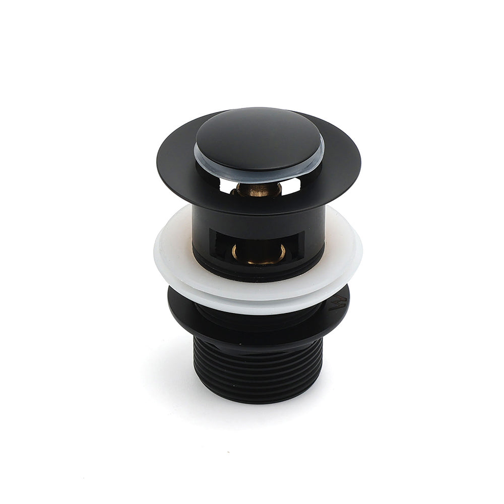 Matt Black Brass 32mm Push Pop Up Waste Plug Overflow Basin Sink Drain Outlet - Image 2