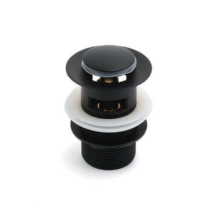 Matt Black Brass 32mm Push Pop Up Waste Plug Overflow Basin Sink Drain Outlet - Image 2