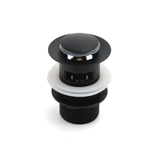Matt Black Brass 32mm Push Pop Up Waste Plug Overflow Basin Sink Drain Outlet - Image 2
