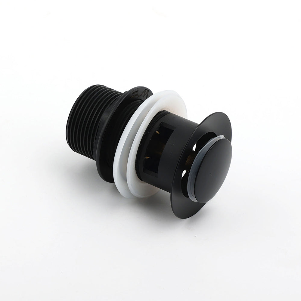 Matt Black Brass 32mm Push Pop Up Waste Plug Overflow Basin Sink Drain Outlet - Image 3