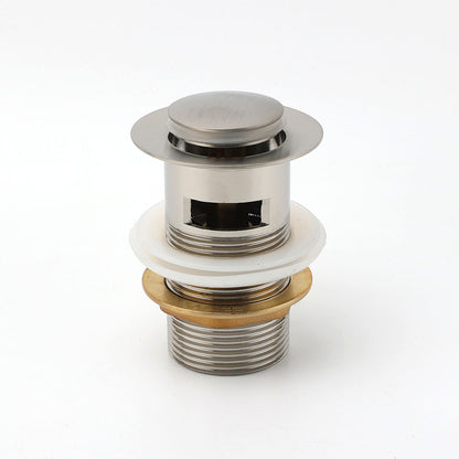 Brushed Nickel 32mm Push Pop Up Waste Plug Overflow Basin Sink Drain Outlet Kit - Image 2