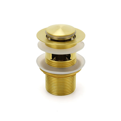 Brushed Gold 32mm Pop Up Push Waste Plug With Overflow Basin Sink Drain Outlet - Image 5