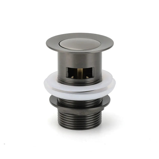 Gun Metal Brass 32mm Push Pop Up Plug Overflow Basin Sink Drain Outlet Waste Kit