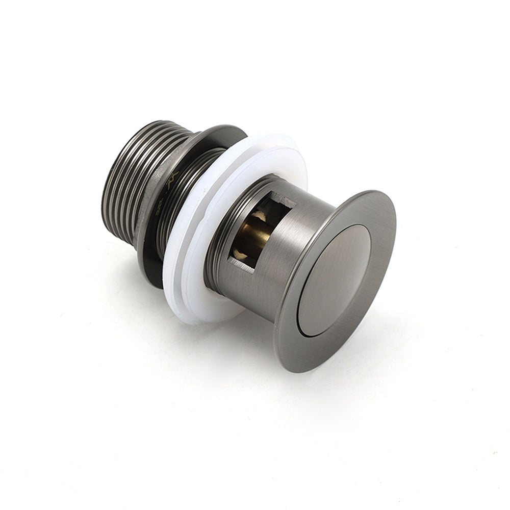 Gun Metal Brass 32mm Push Pop Up Plug Overflow Basin Sink Drain Outlet Waste Kit - Image 2