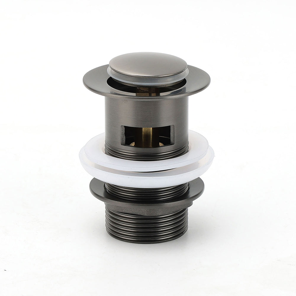 Gun Metal Brass 32mm Push Pop Up Plug Overflow Basin Sink Drain Outlet Waste Kit - Image 5
