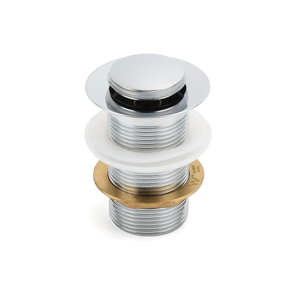 Silver 32mm Pop Up Push Brass Plug Without Overflow Basin Drain Waste Watermark - Image 2
