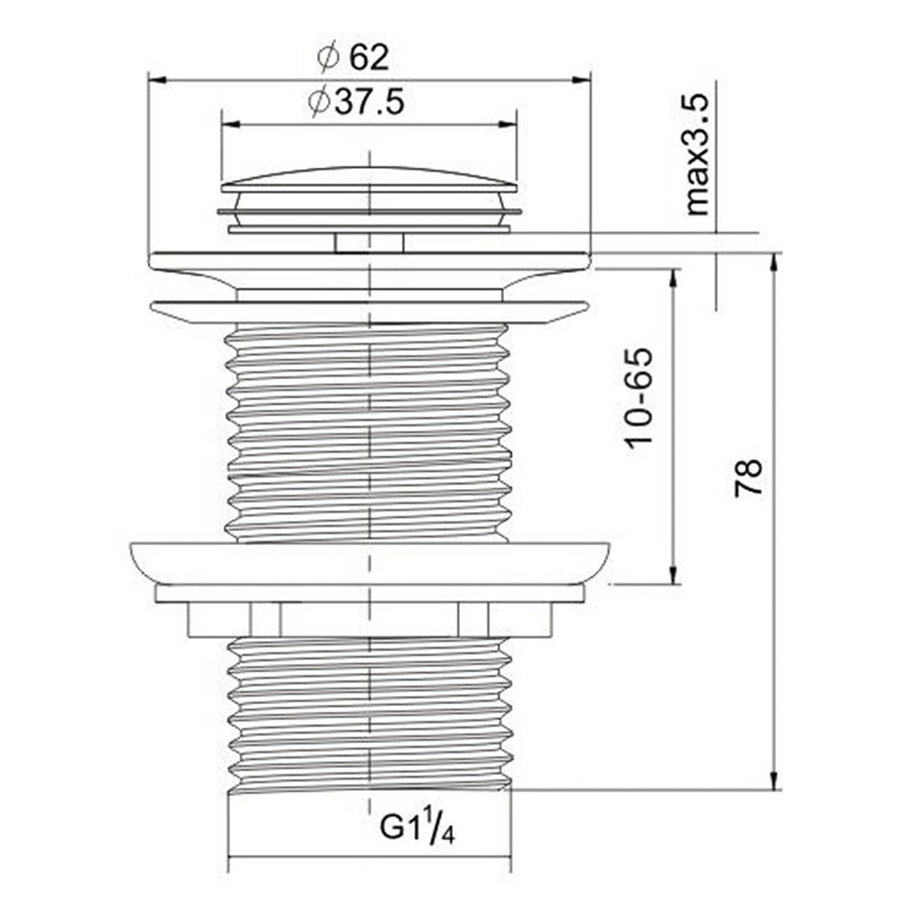 Silver 32mm Pop Up Push Brass Plug Without Overflow Basin Drain Waste Watermark - Image 4