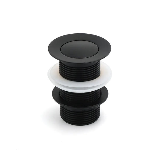 Matt Black Watermark 32mm Pop Up Push Brass Waste Plug No Overflow Basin Drain