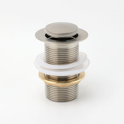 Brushed Nickel 32mm Push Pop Up Waste Plug Non-Overflow Basin Sink Drain Outlet - Image 2