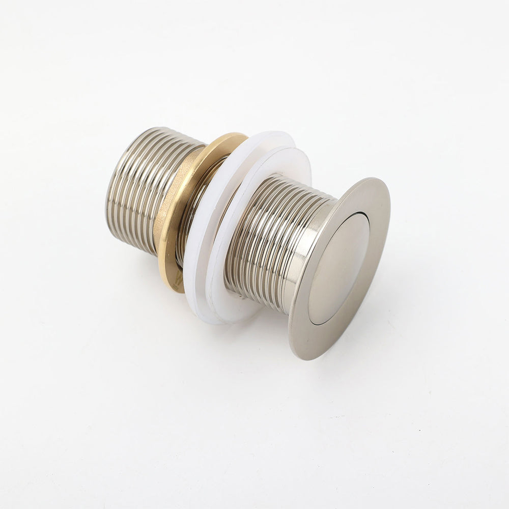 Brushed Nickel 32mm Push Pop Up Waste Plug Non-Overflow Basin Sink Drain Outlet - Image 3