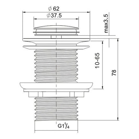 Brushed Nickel 32mm Push Pop Up Waste Plug Non-Overflow Basin Sink Drain Outlet - Image 5