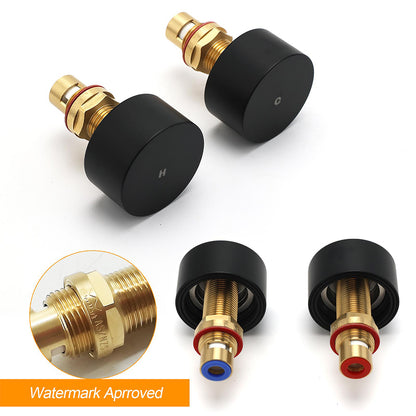 Matt Black Round 1/4 Turn Twin Shower Taps Hot Cold Wall Set Bath Vanity Mixer - Image 3