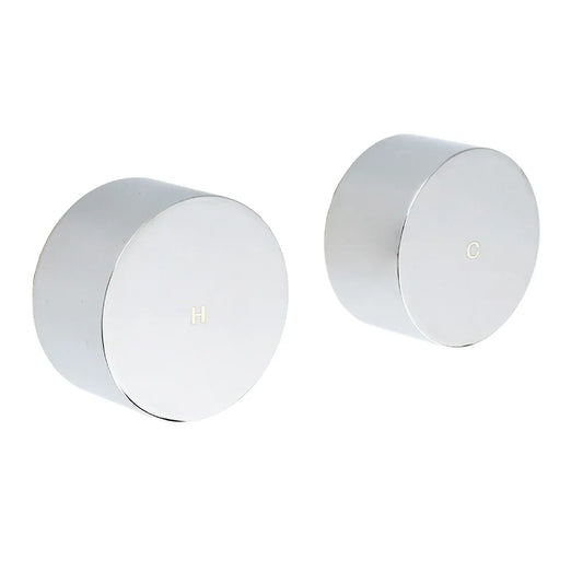 Polished Chrome Round 1/4 Turn Twin Shower Taps Set Hot Cold Water Switch Mixer