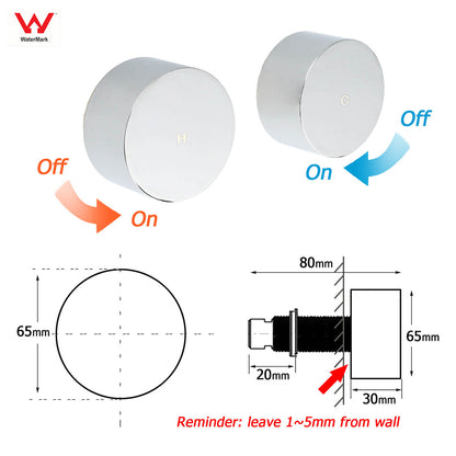 Polished Chrome Round 1/4 Turn Twin Shower Taps Set Hot Cold Water Switch Mixer - Image 2