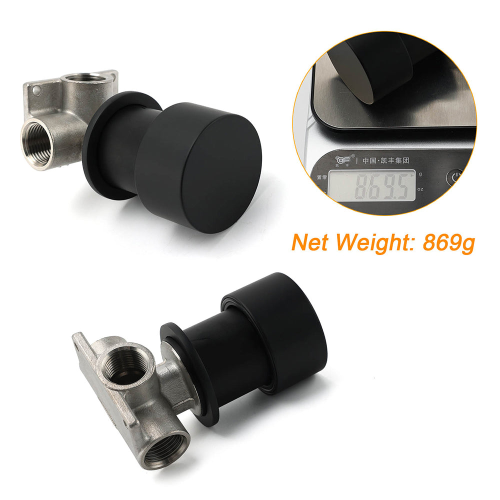 Matt Black Round Knob Concealed Shower Mixer Valve Hot Cold Water Switch Tap Kit - Image 3