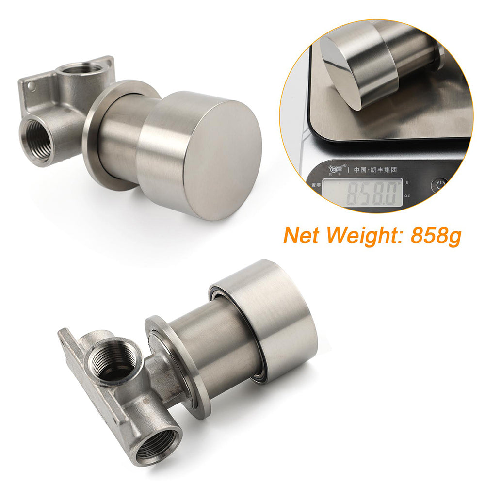 Brushed Nickel Bath Shower Mixer Round 1/4 Knob Hot Cold Tap Cartridge Spindle - Image 2