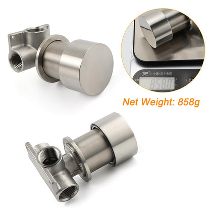 Brushed Nickel Bath Shower Mixer Round 1/4 Knob Hot Cold Tap Cartridge Spindle - Image 2