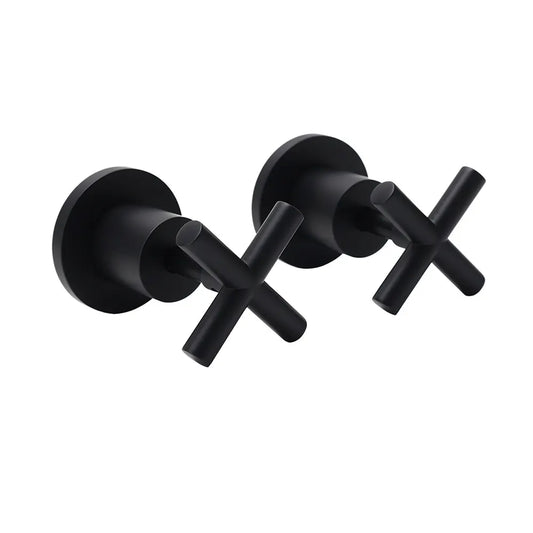 Matt Black 1/4 Turn Twin Taps Hot Cold Water Control Mixer For Bath Spout Shower
