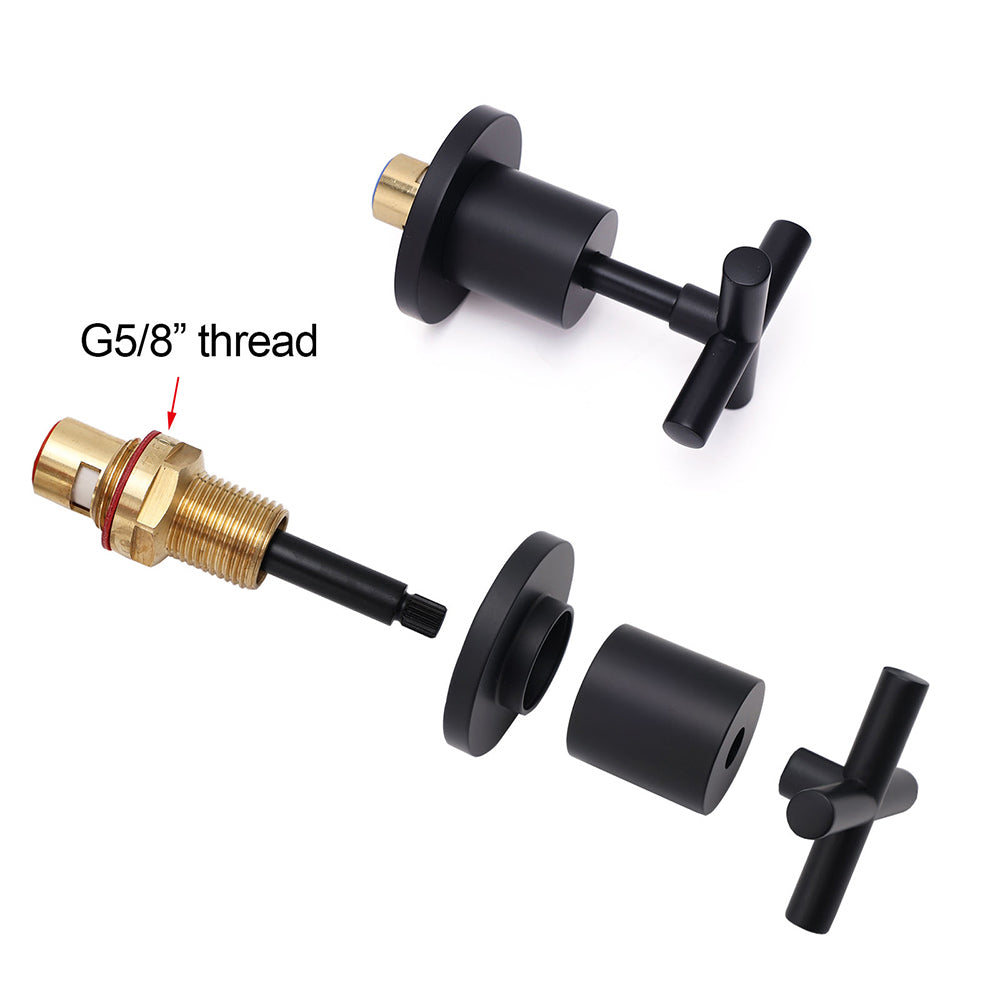Matt Black 1/4 Turn Twin Taps Hot Cold Water Control Mixer For Bath Spout Shower - Image 4