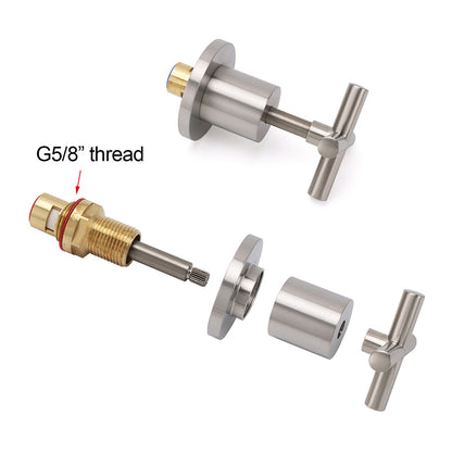 Brushed Nickel 1/4 Turn Twin Shower Taps Set Hot Cold Water Control Vanity Mixer - Image 4