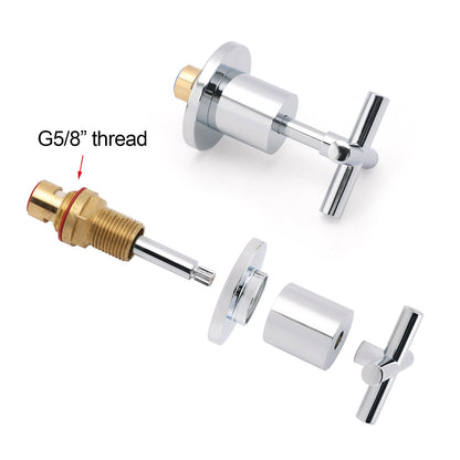 Mirror Chrome 1/4 Turn Twin Taps Hot Cold Water Control Mixer For Bath Spout Set - Image 4
