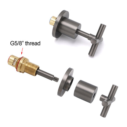 Gun Metal Shower 1/4 Turn Twin Taps Pair Bath Spout Hot Cold Water Mixer Valve - Image 3