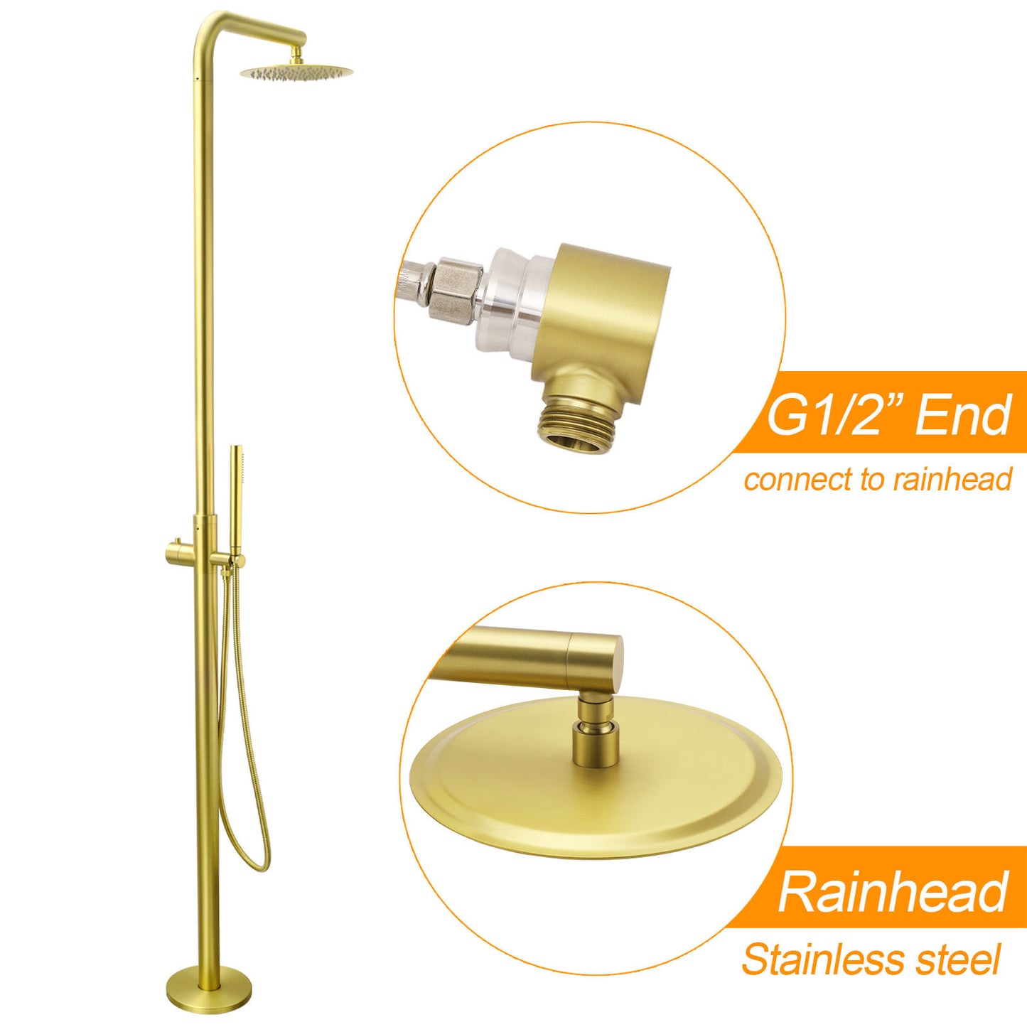 WELS Brushed Gold Twin Shower Handset Combo Set Outdoor Washing 10" Head 316 SUS - Image 2