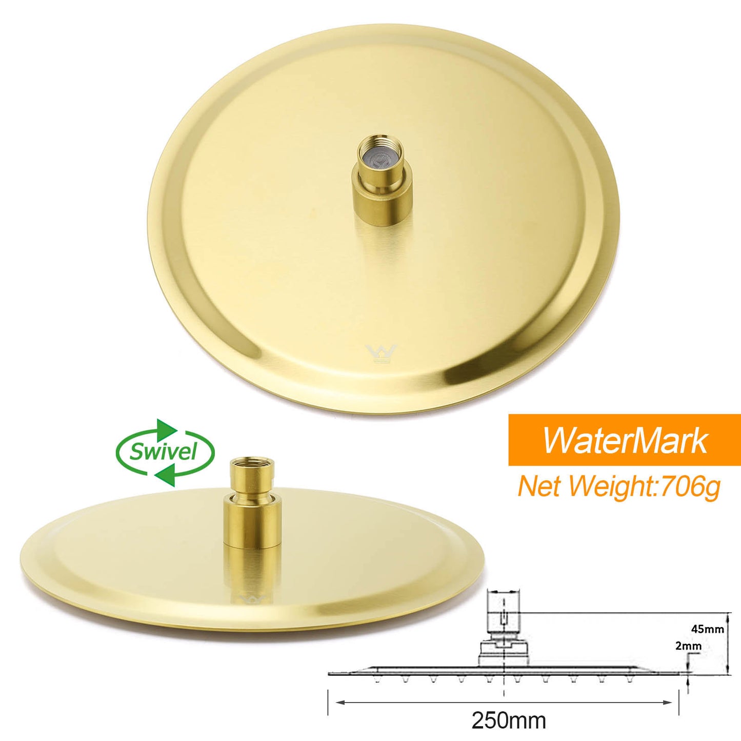 WELS Brushed Gold Twin Shower Handset Combo Set Outdoor Washing 10" Head 316 SUS - Image 8