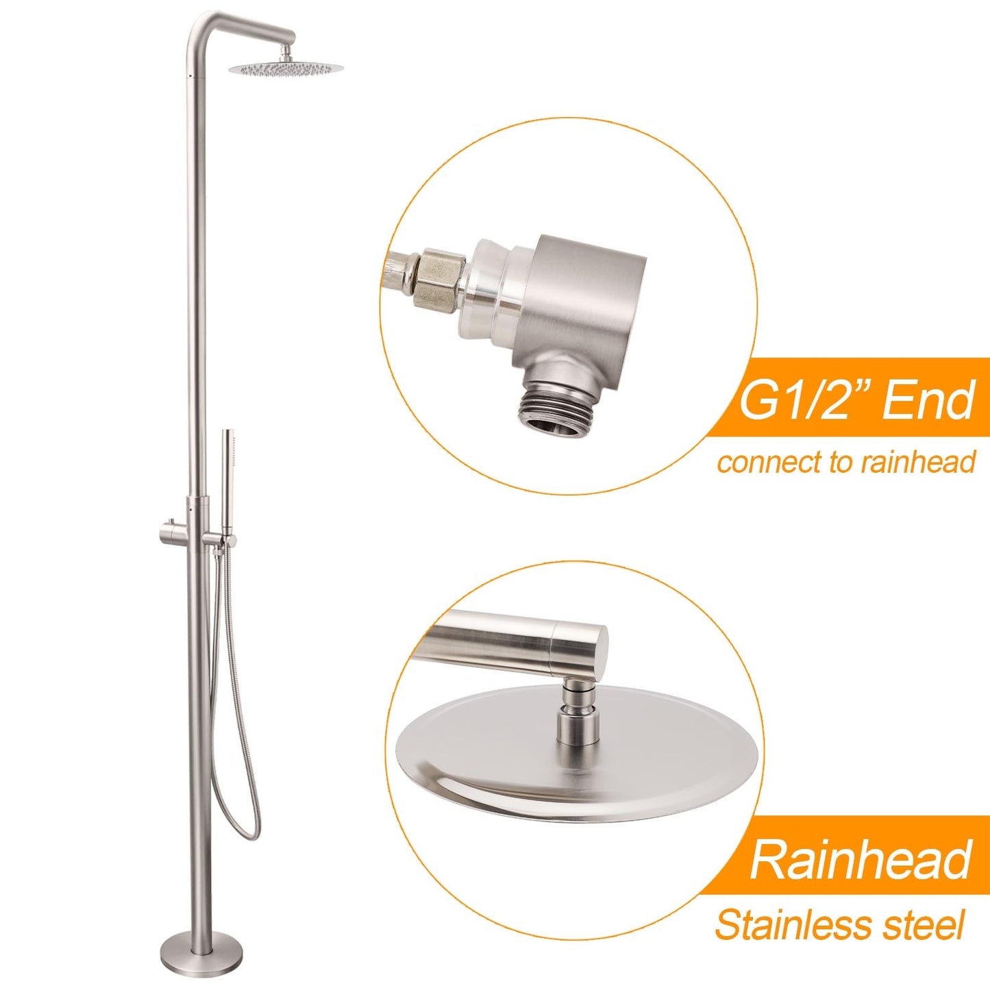 Watermark Brushed Nickel Dual Shower Handset Combo Outdoor Round 10" Head 316SUS - Image 2