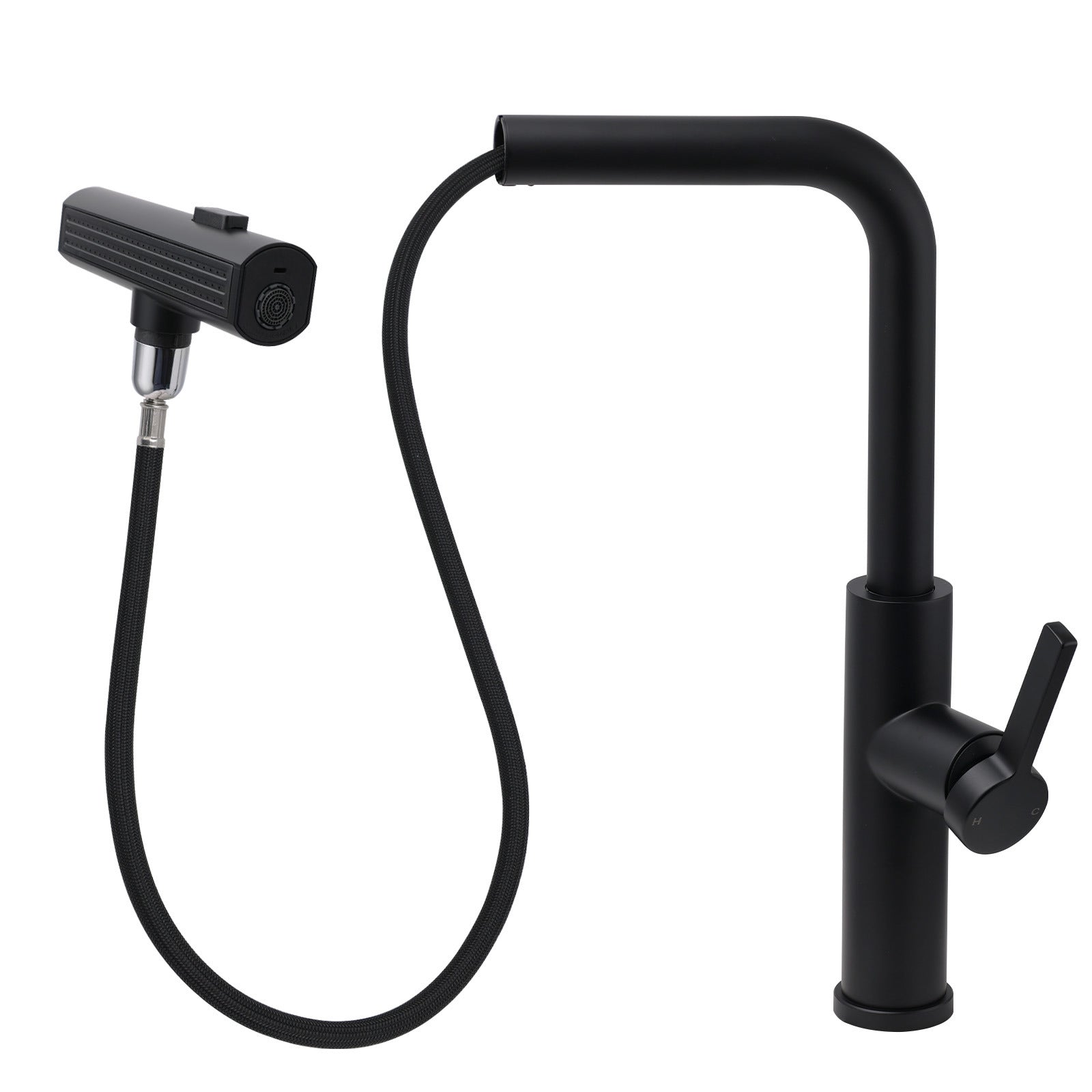 WELS Matte Black 3-Mode Spray Pull Out Kitchen Mixer Sink Laundry Faucet Tapware - Image 5