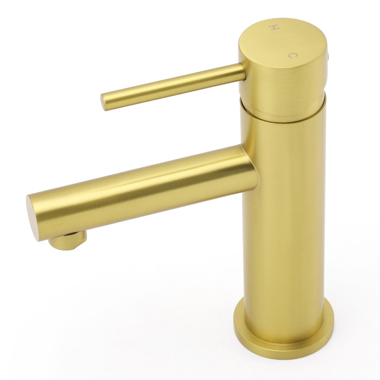 Brushed Gold Round Bathroom Basin Mixer Laundry Vanity Sink Faucet Lever Tapware - Image 2
