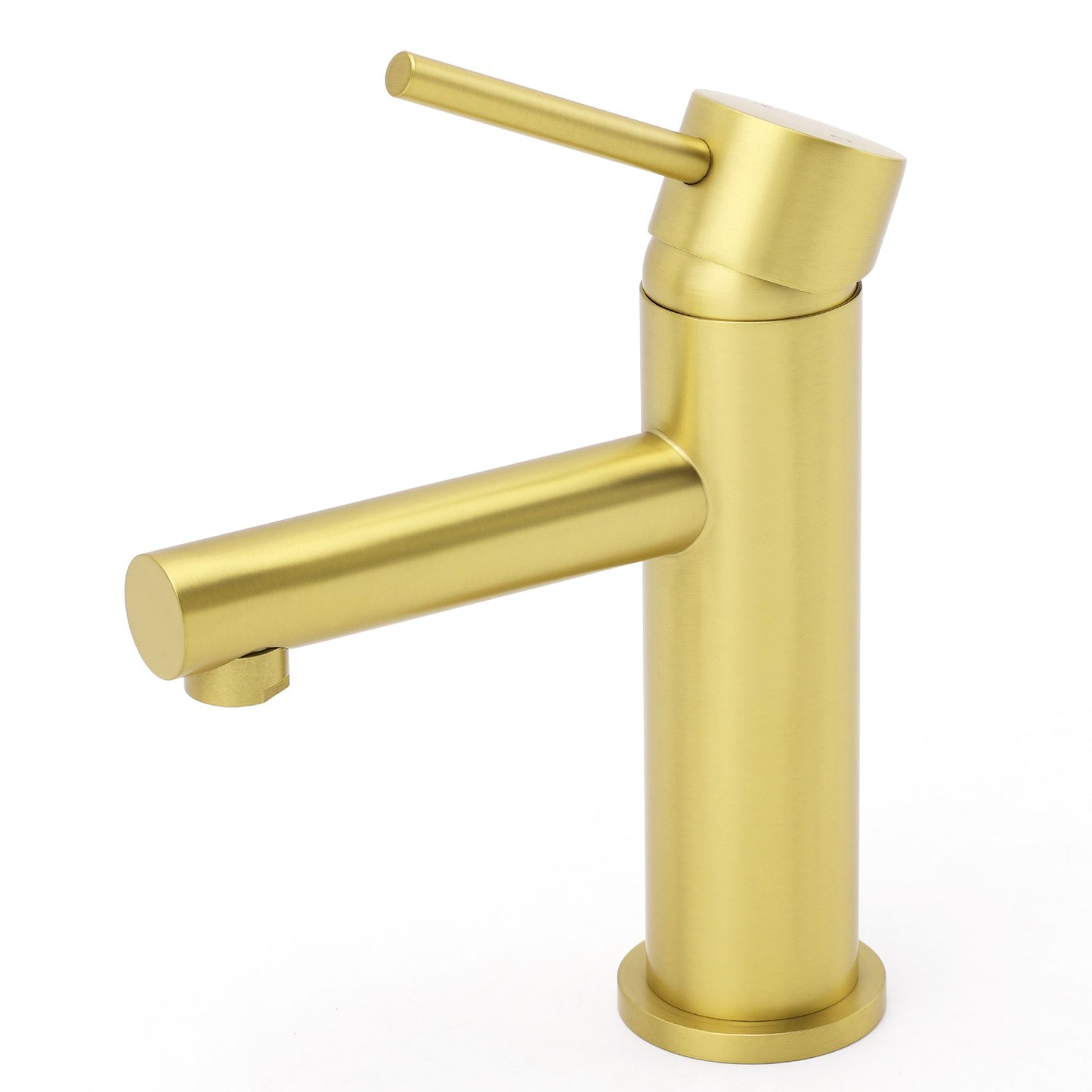 Brushed Gold Round Bathroom Basin Mixer Laundry Vanity Sink Faucet Lever Tapware - Image 3