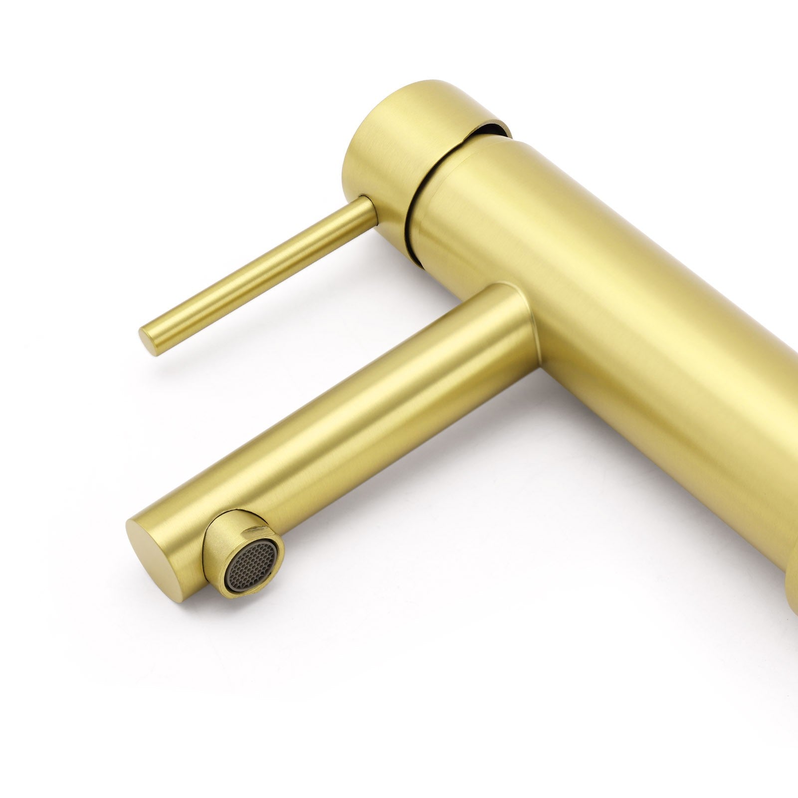 Brushed Gold Round Bathroom Basin Mixer Laundry Vanity Sink Faucet Lever Tapware - Image 5