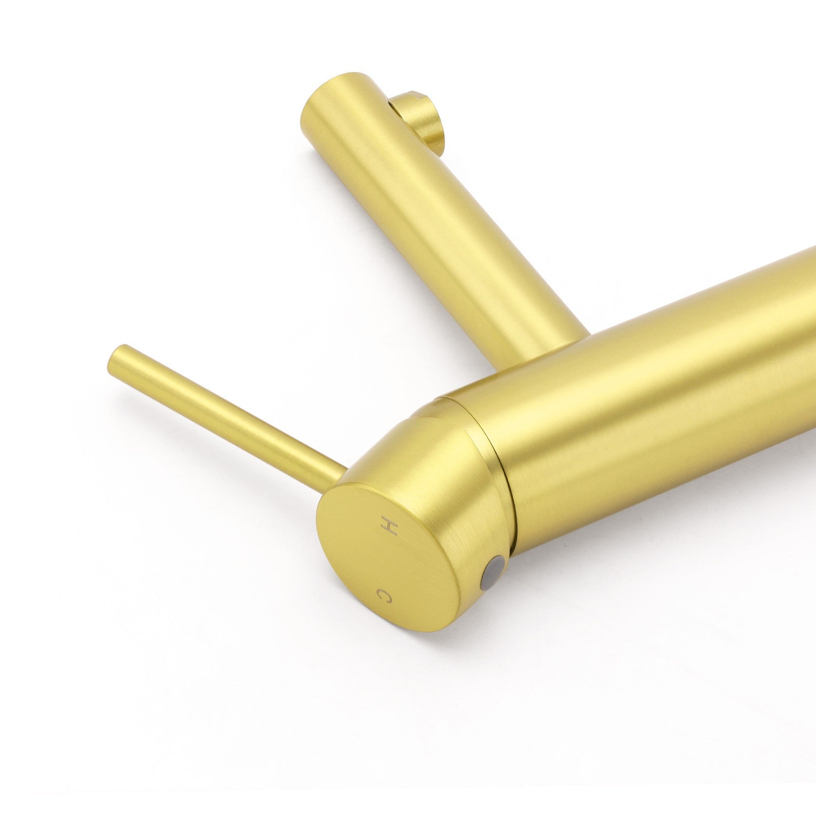Brushed Gold Round Bathroom Basin Mixer Laundry Vanity Sink Faucet Lever Tapware - Image 6