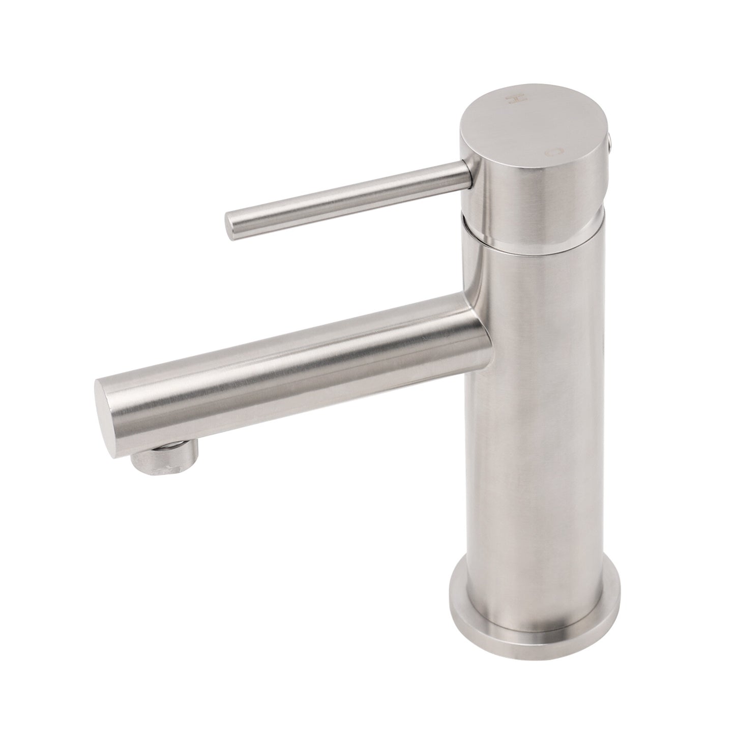 Brushed Nickel Basic Round Bathroom Basin Mixer Laundry Vanity Sink Faucet Tap - Image 2