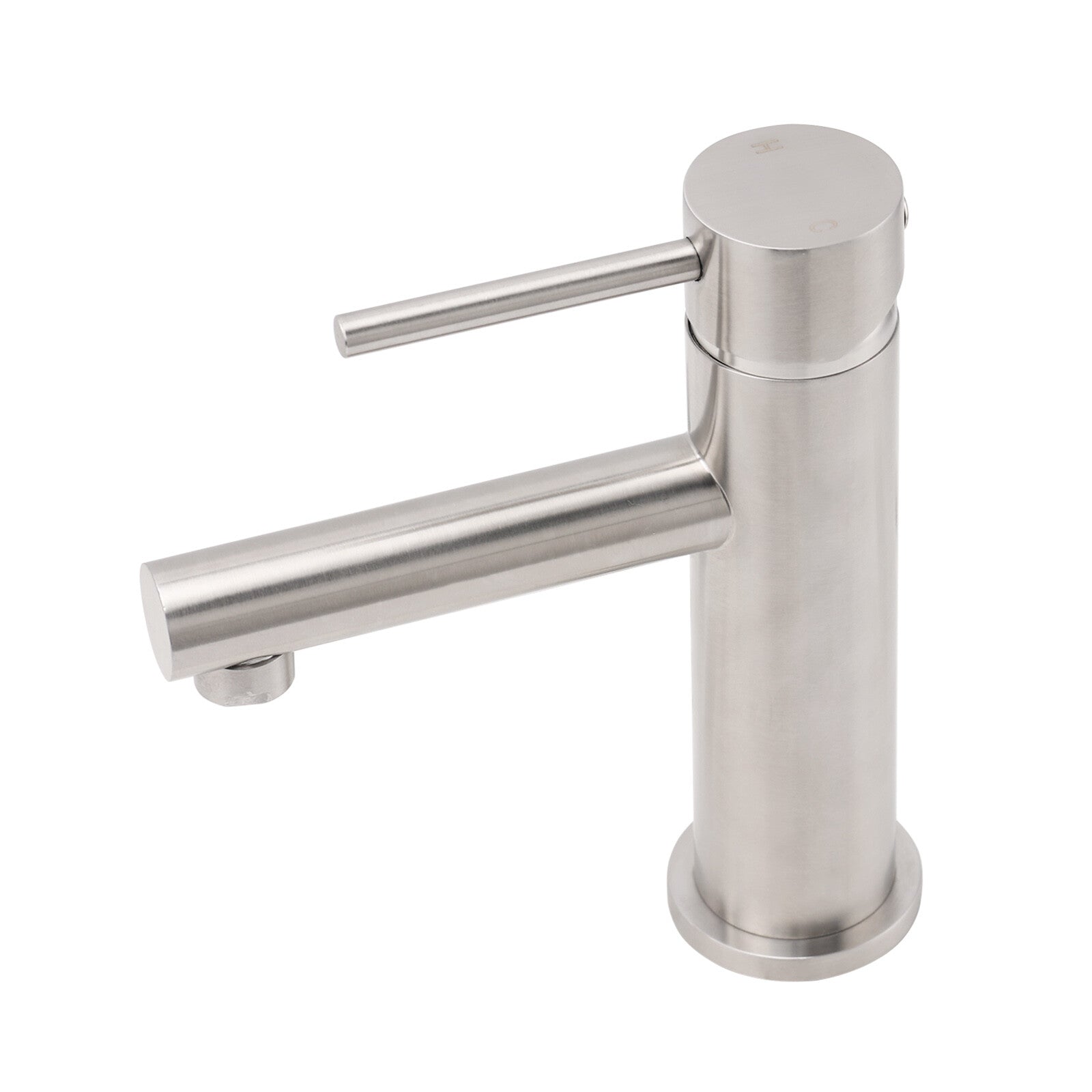Brushed Nickel Basic Round Bathroom Basin Mixer Laundry Vanity Sink Faucet Tap - Image 2