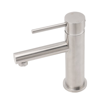 Brushed Nickel Basic Round Bathroom Basin Mixer Laundry Vanity Sink Faucet Tap - Image 2