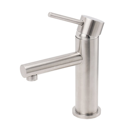 Brushed Nickel Basic Round Bathroom Basin Mixer Laundry Vanity Sink Faucet Tap - Image 3