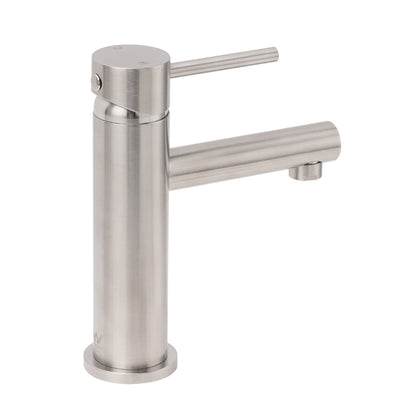 Brushed Nickel Basic Round Bathroom Basin Mixer Laundry Vanity Sink Faucet Tap - Image 4