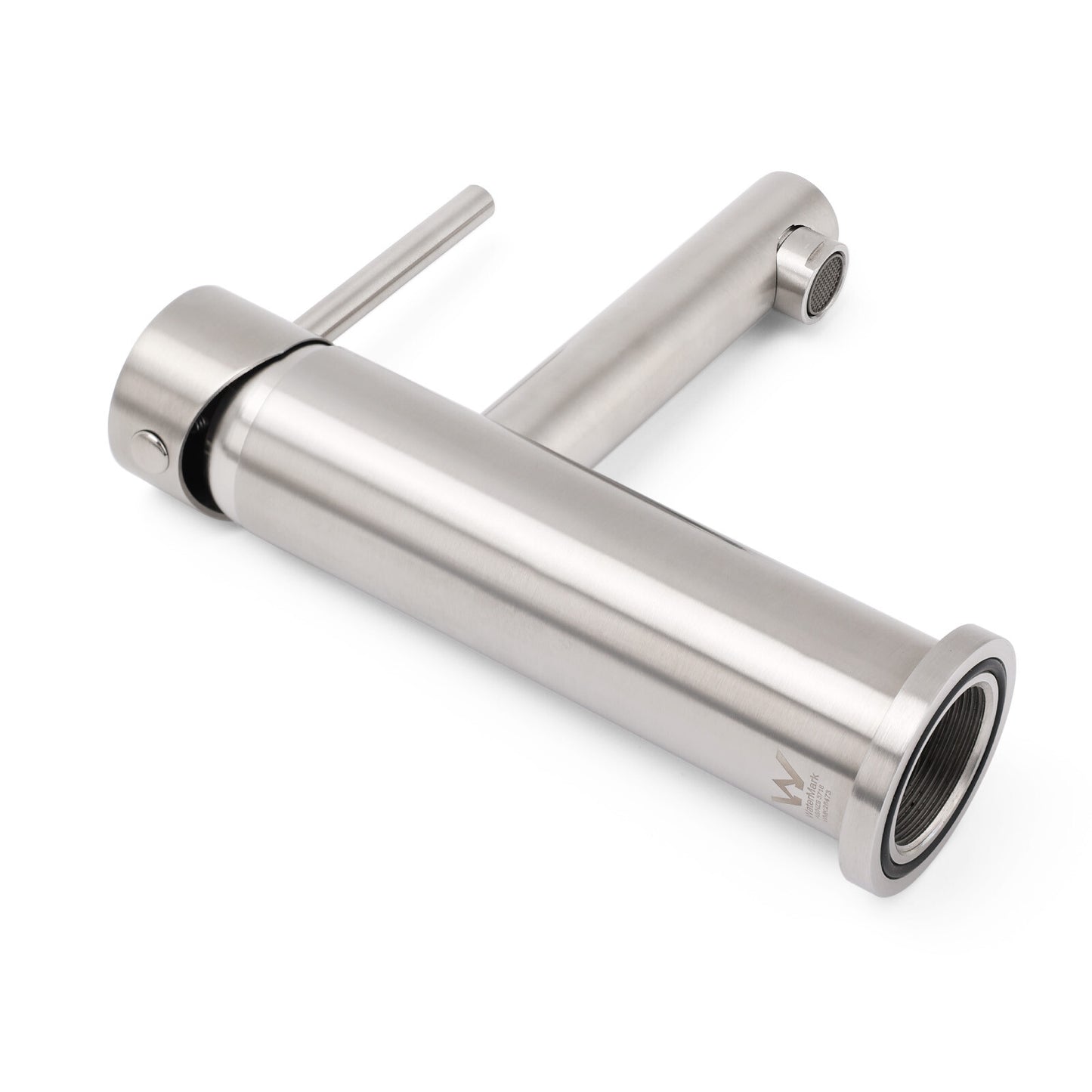 Brushed Nickel Basic Round Bathroom Basin Mixer Laundry Vanity Sink Faucet Tap - Image 7